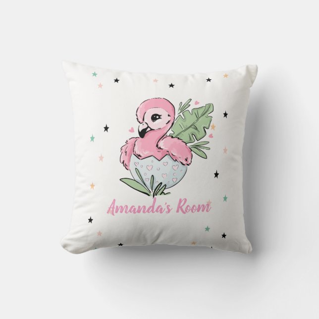 Coussin Bébé chic flamant rose, Étoiles, Princesse (Recto)
