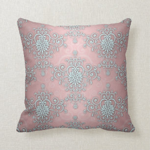 Coussin Bébé clair bleu et rose Fancy Motif Damas