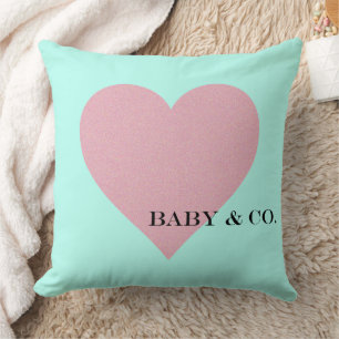 Coussin BÉBÉ & CO Décor personnalisé rose et bleu menthe