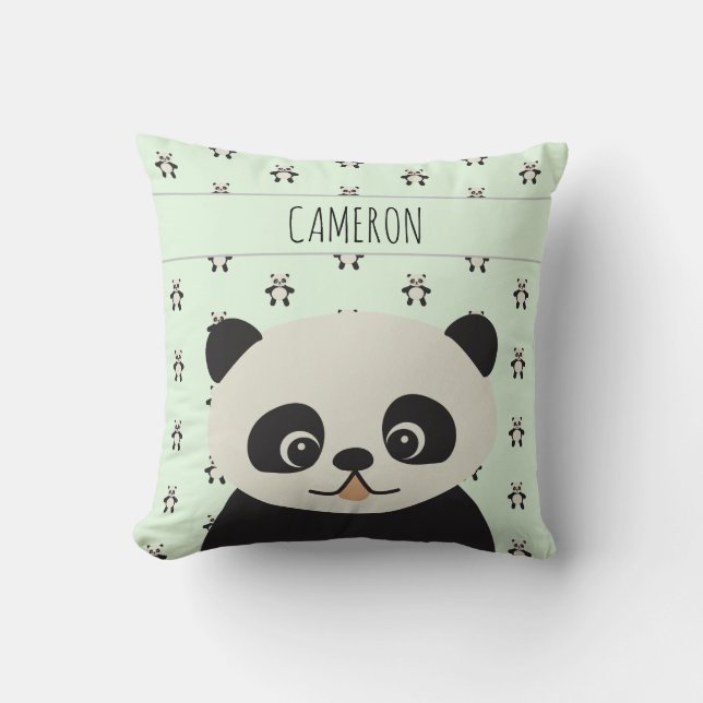 Coussin Bébé Cute Panda ours vert personnalisé (Recto)