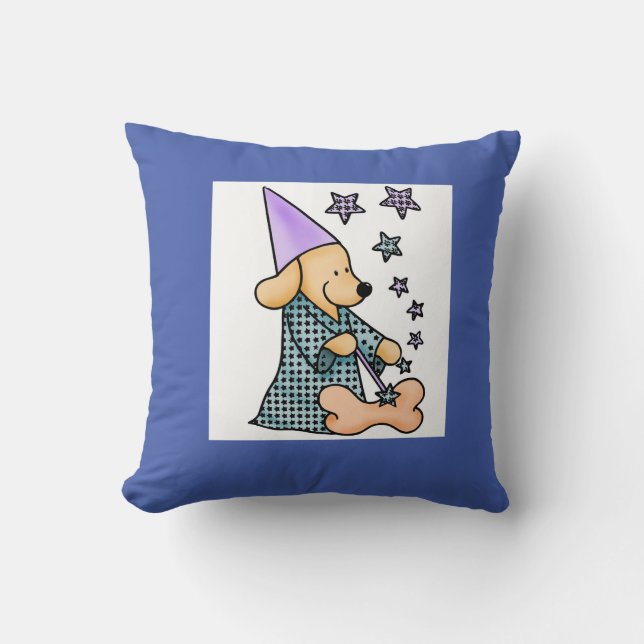 Coussin Bébé de naissance moderne bleu pour enfants Chien  (Recto)