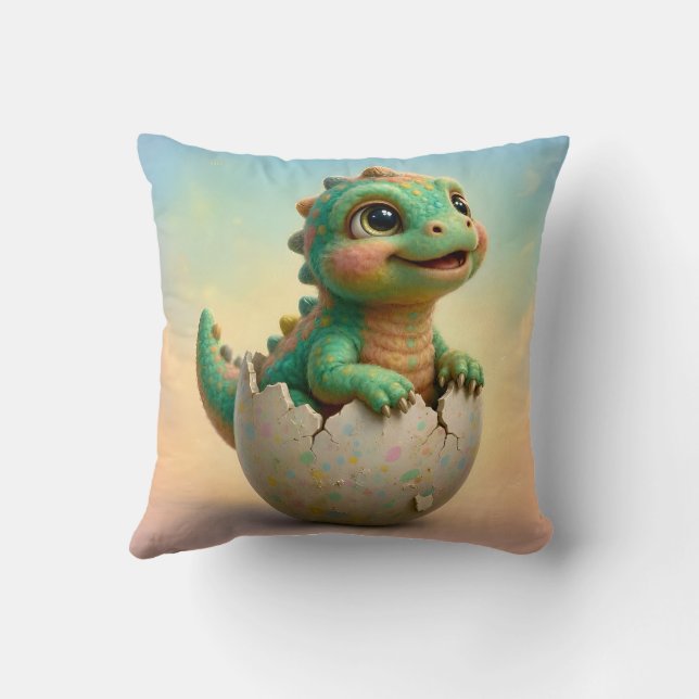 Coussin ~ BÉBÉ DINOSAURE ~ Éclosion de l'œuf ~ (Verso)
