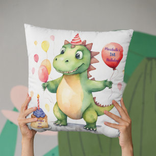 Coussin Bébé Dinosaures Filles Anniversaire Personnalisé