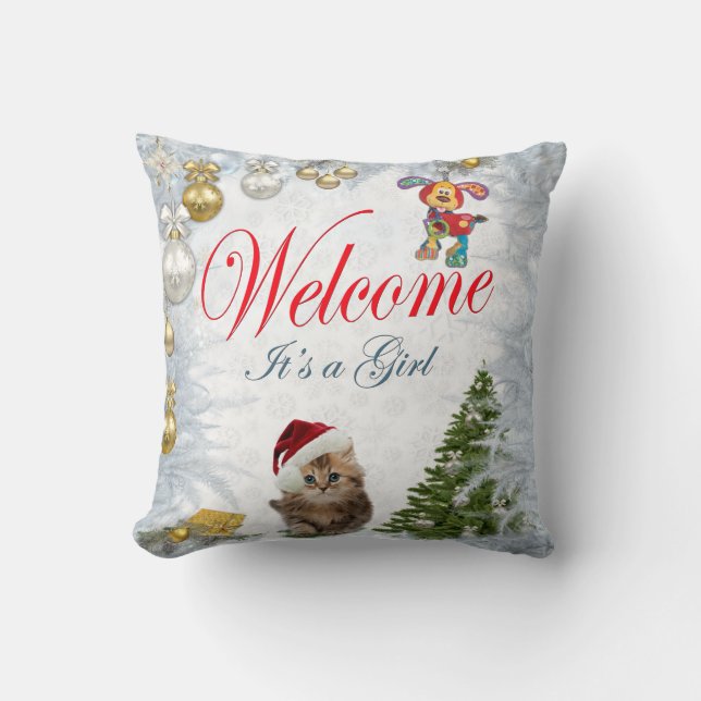 Coussin Bébé du mois des Fêtes de Noël (Recto)