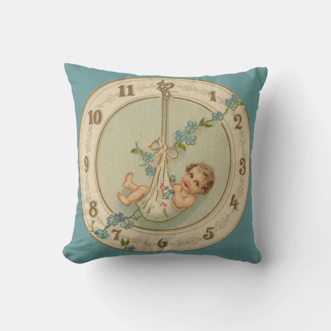 Coussin Bébé du Nouvel An Horloge Vintage (Recto)