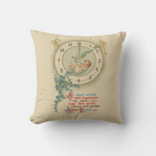 Coussin Bébé du Nouvel An Horloge Vintage