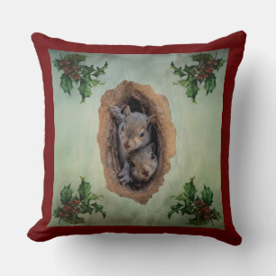 Coussin Bébé écureuils gris Noël