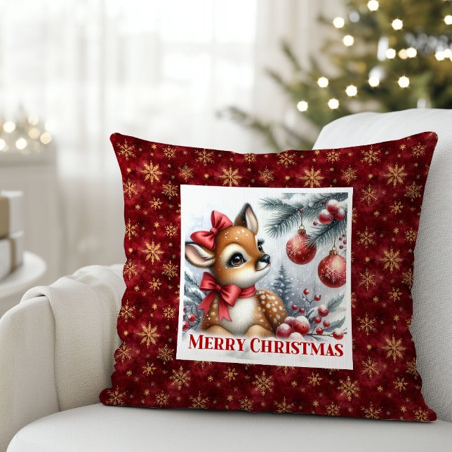 Coussin Bébé élégant Faon Chaud Décoration de chambre d'en (Stylish Baby Fawn Cozy Winter Kids Room Decor Christmas Pillow

)