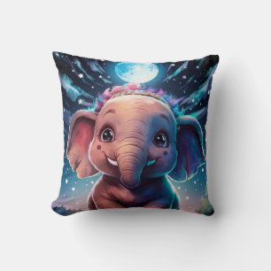 Coussin Bébé Eléphant Poser sous la lumière de la Pleine l