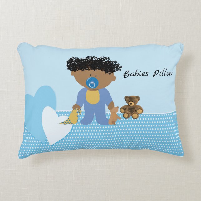 Coussin bébé en bleu pour bébé noir garçon (Devant)