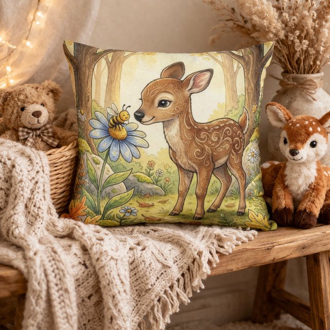 Coussin Bébé faon adorable Animaux de la forêt  (Créateur téléchargé)