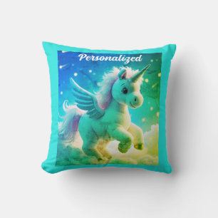 Coussin Bébé fée mignonne Unicorn vert Imaginaire mousseux