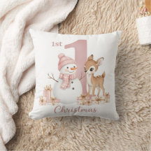Bébé Fille Premier Noël Bonhomme de Neige Cerf
