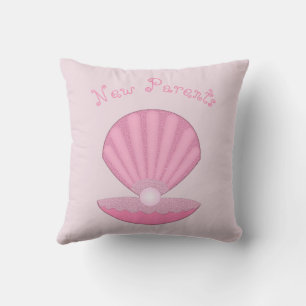 Coussin Bébé fille rose Coquille d'huître et perle Nouveau