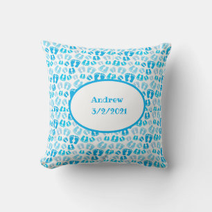 Coussin Bébé Garçon Bleu Personnalisé Baby Shower Nursery