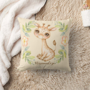 Coussin Bébé girafe adorable, animal de jungle mignon