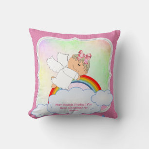 Coussin Bébé Godgirl Cadeau Baptême Communion Angel rose