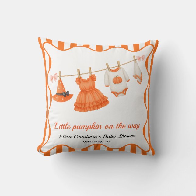 Coussin Bébé Halloween Fille | Petite Sorcière Citrouille (Recto)