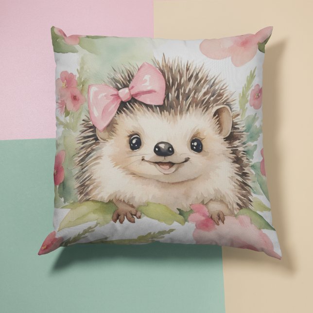 Coussin Bébé Hérisson Floral Girls (Créateur téléchargé)