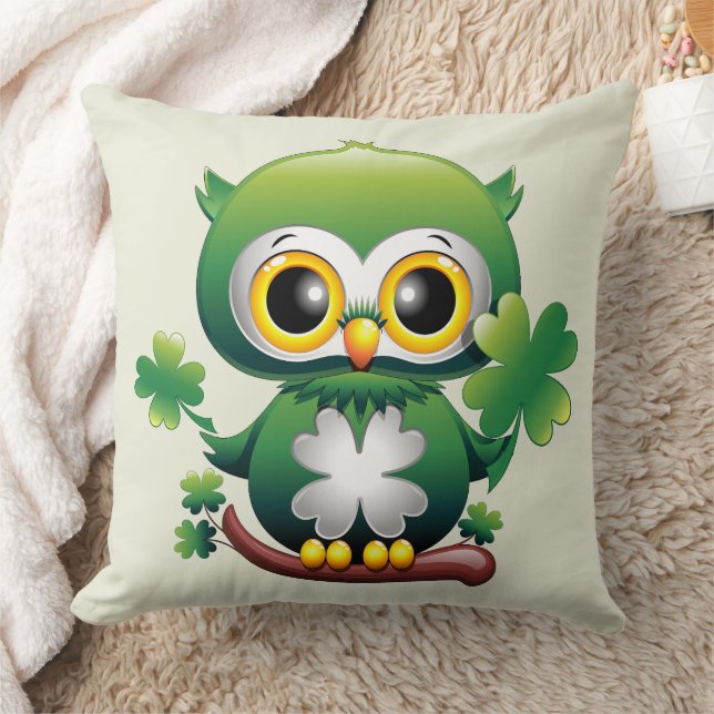 Coussin Bébé Hibou Mignon St Patrick Dessin Animé (Couverture)