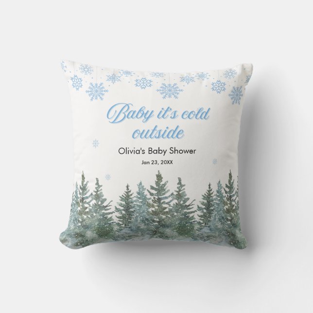 Coussin Bébé il fait froid dehors Baby Shower d'hiver (Recto)