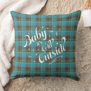 Coussin Bébé il fait froid dehors Bleu Plaid Holiday Moder