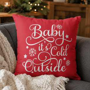Coussin Bébé Il Fait Froid Dehors Citation De Noël Rouge