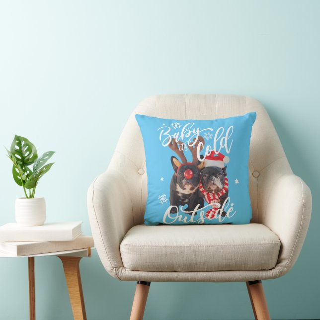Coussin Bébé Il fait froid dehors Noël Frenchbull Dog In (Chaise)