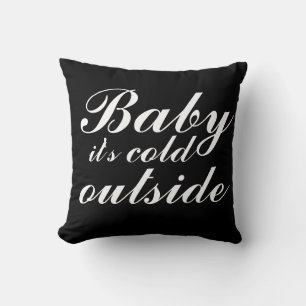 Coussin Bébé il fait froid dehors réversible noir et blanc
