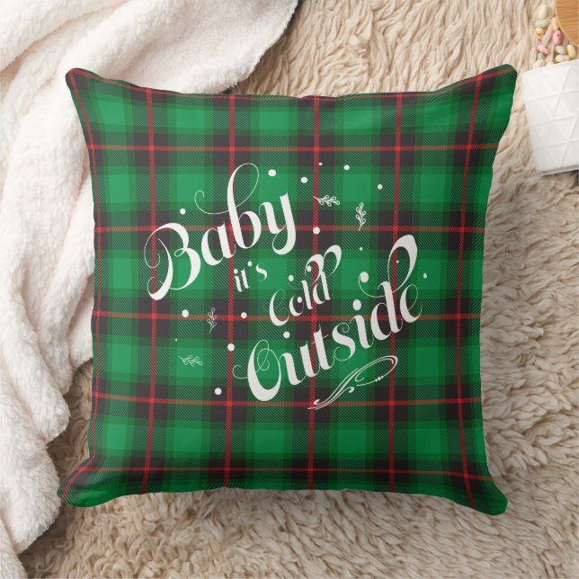 Coussin Bébé il fait froid Dehors Vert Plaid Holiday Moder (Couverture)