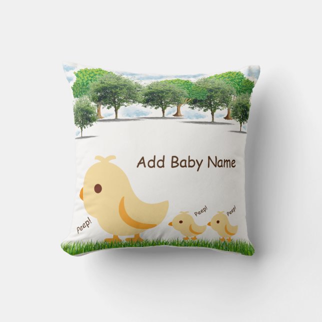 Coussin Bébé jaune mignon poussette (Recto)