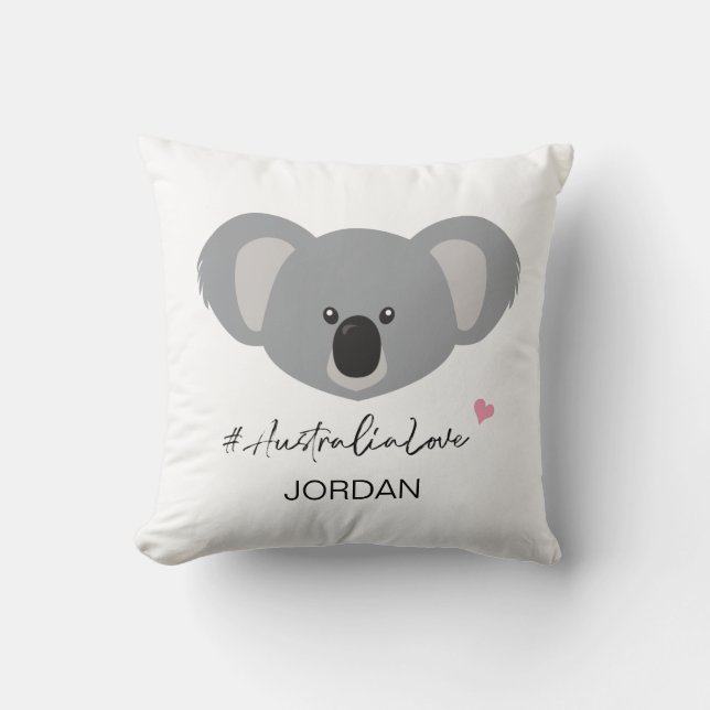 Coussin Bébé koala mignon d'Australie personnalisé avec am (Recto)