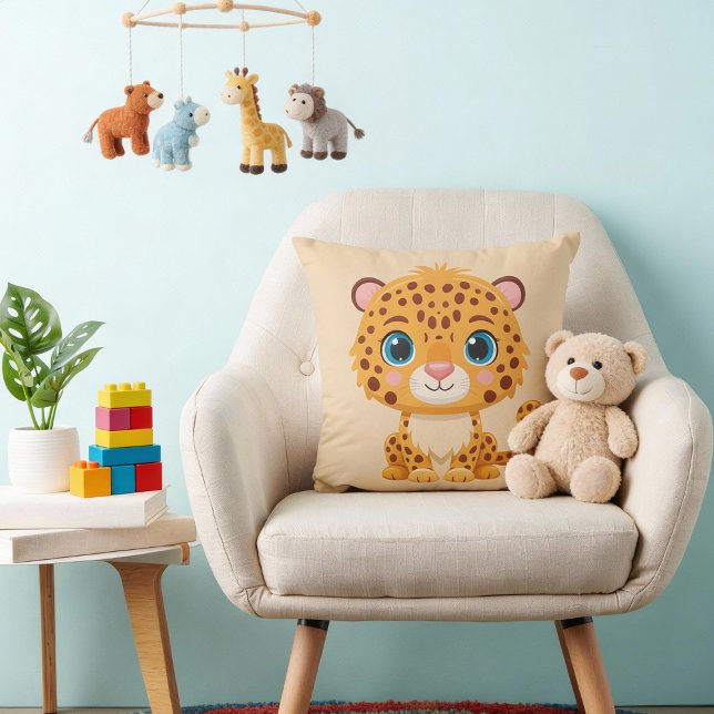 Coussin Bébé Léopard Mignon Animaux de Safari Enfants (Créateur téléchargé)