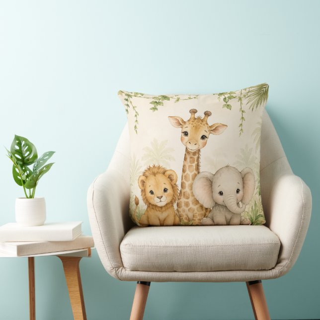 Coussin Bébé Lion Girafe et Éléphant Jungle (Chaise)