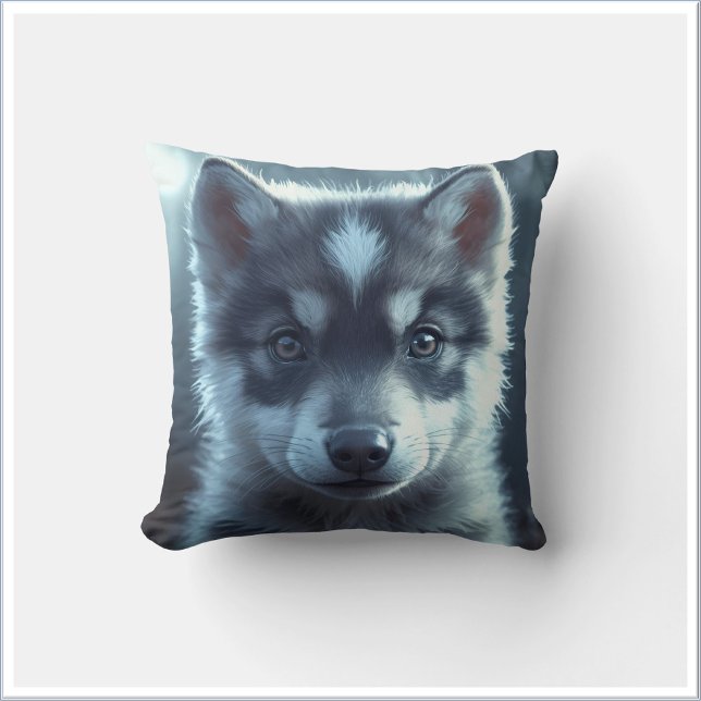 Coussin Bébé loup adorable au clair de lune (Créateur téléchargé)