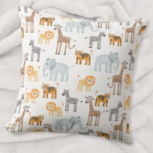Coussin Bébé mignet Safari animal Motif d'aquarelle