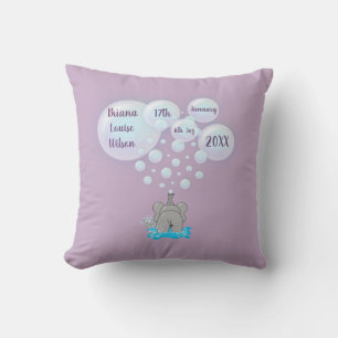 Coussin Bébé mignon éléphant bulles Monogramme