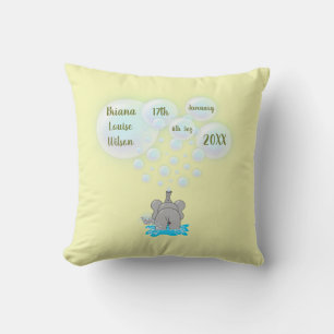 Coussin Bébé mignon éléphant bulles Monogramme
