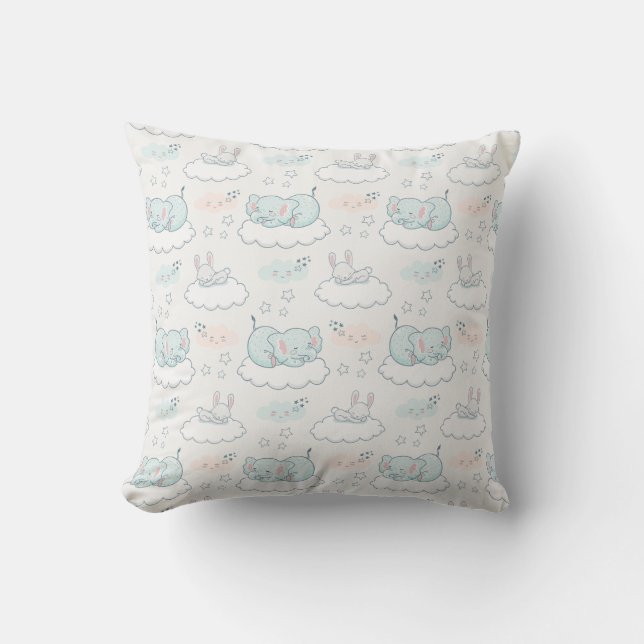 Coussin Bébé mignon éléphant et lapin animal Motif (Recto)