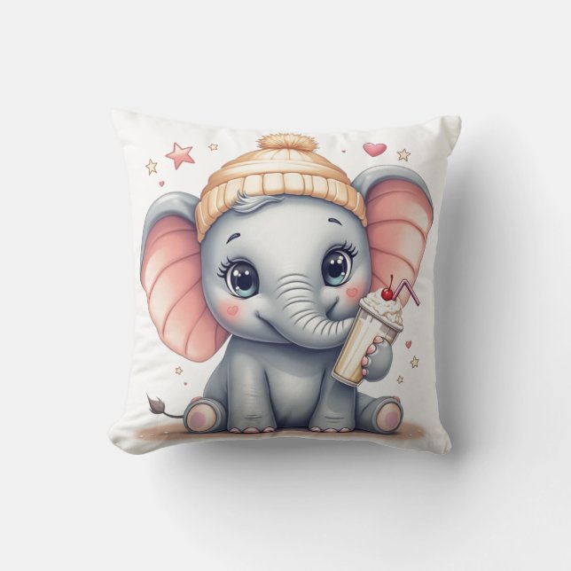 Coussin Bébé mignon Eléphant-Nursery (Recto)