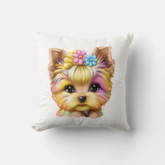 Coussin Bébé mignon et adorable Yorkie (Recto)