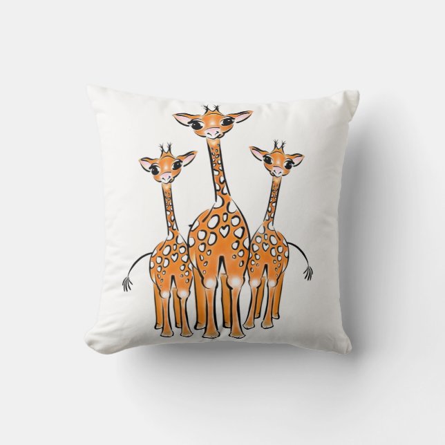 Coussin Bébé mignon Giraffes, animaux de safari Jeter Orei (Recto)