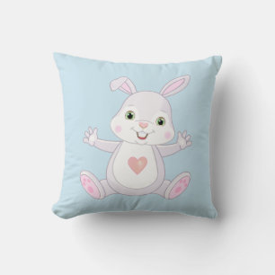 Coussin Bébé mignon lapin sur bleu clair