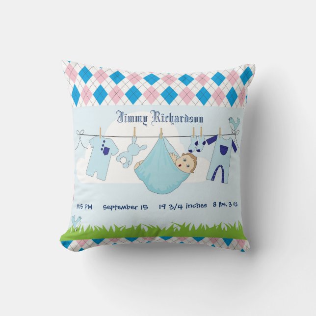 Coussin Bébé mignon ligne de vêtements pour garçon (Recto)