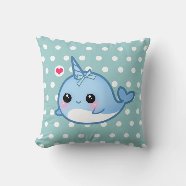 Coussin Bébé mignon narwhal sur le pois (Recto)