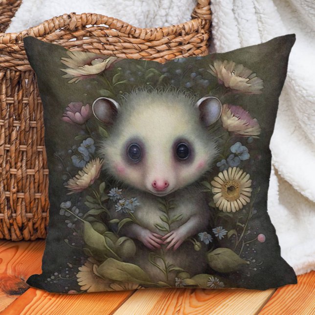 Coussin Bébé mignon Opossum Pépinière en bois (Baby possum woodland nursery pillow)