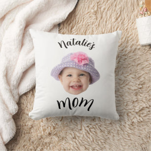 Coussin Bébé Mignon Photo de Visage Enfant Nom Maman