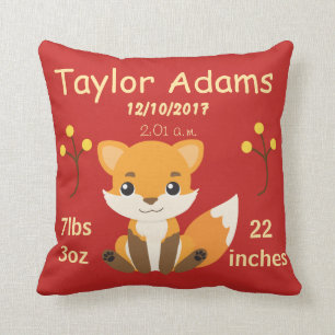 Coussin Bébé mignon renard bois