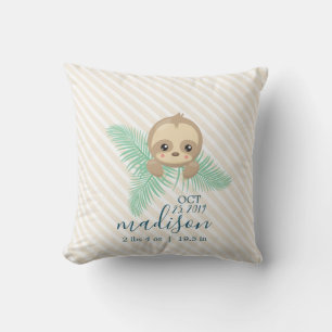 Coussin Bébé mignon Sloth Bébé Statistiques de naissance J