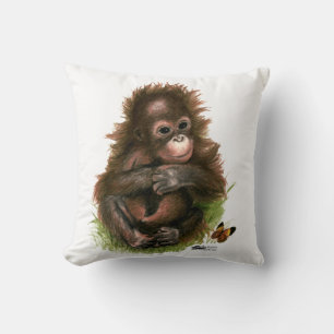 Coussin Bébé orang-outan et papillon
